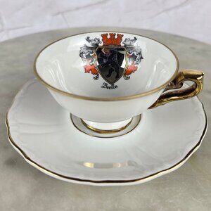 Vintage Gerold Perzellar Bavaria Demitasse Cup and Saucer Coat of Arms Berlin